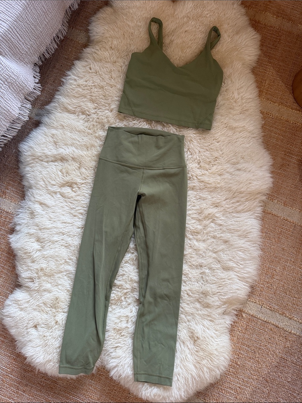 lululemon athletica align Olive green High-Waist Leggings and bra Set